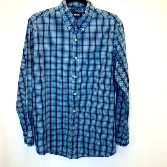 Chaps Blue Button Down Shirt - Picture 1 of 8